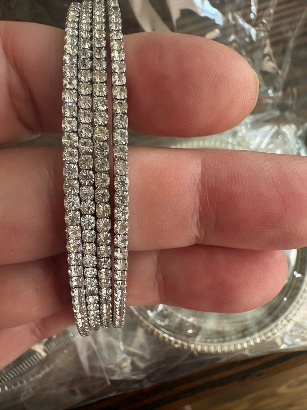 ⭐️ Jennifer Silver Crystal Bangle Set - Picture 5 of 5